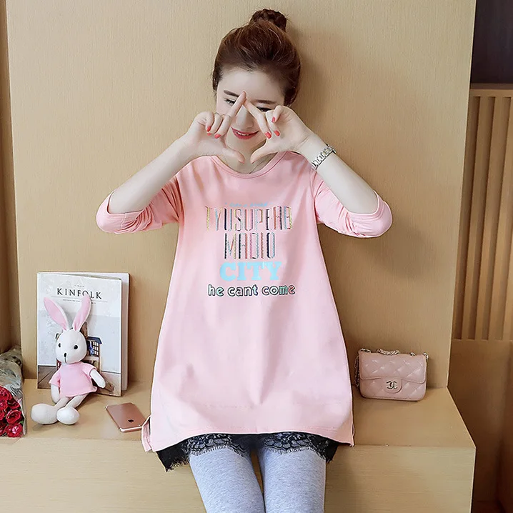 

2018 Pregnant Women Autumn Large Size Maternity Clothes Spring And Autumn Long-sleeved Sweater Versatile Tops Pregnant WOMEN'S T