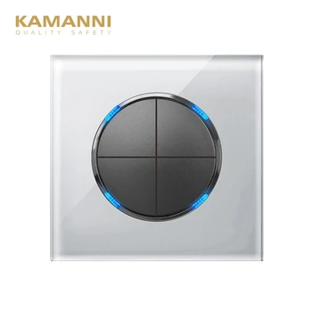 

Led Indicator 3Gang Controls 1 2 Way Frameless Glass Panel Luxury Wall Rocker Light Button Switch New Design socket and switches