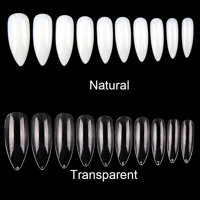 600 шт./пакет советы для дизайна ногтей белые/натуральные поддельные ногти капсулы Ongle прозрачный миндаль форма острым носком Акриловые Длинные накладные ногти