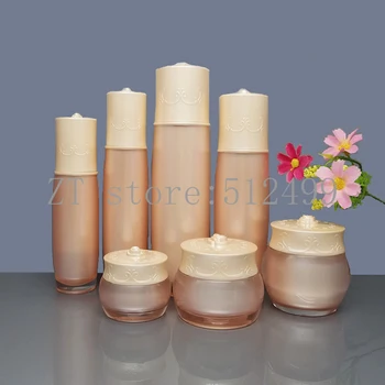 

10pcs/lot Pink 20/35/55g Cream Jar Pot 30/50/80/120ml Lotion Press Pump Bottle High Quality Acrylic Refillable Subbing Container