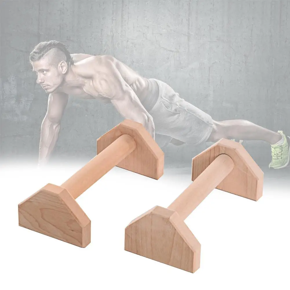 Mnycxen Push Up Handles Wooden Parallettes Push Up Bar Calisthenics  Handstand Yoga 