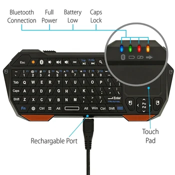 

Portable Lightweight Mini Wireless Communication Keyboard Controller Keypad with Touchpad Led Light LHB99