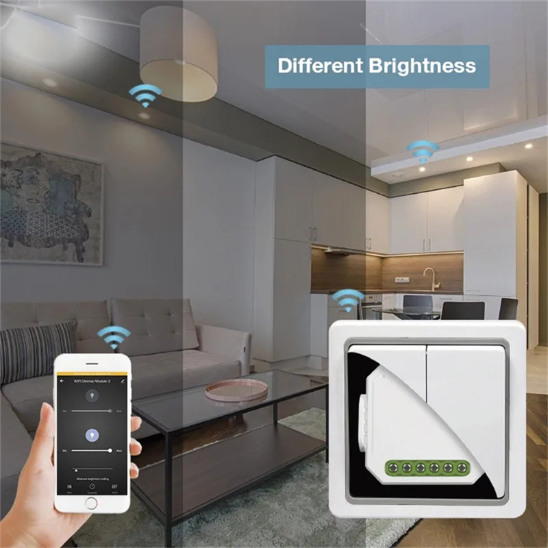 Lonsonho 2 Gang Smart Wifi реле регулировки яркости Модуль Автоматизации умного дома