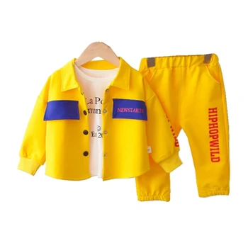 

New Spring Autumn Baby Boys Girls Clothes Children Cotton T Shirt Jacket Pants 3Pcs/sets Toddler Fashion Costume Kids Tracksuits