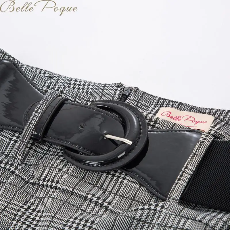 Belle Poque, модная женская клетчатая юбка, элегантные офисные женские юбки, женские ретро юбки-карандаш с поясом
