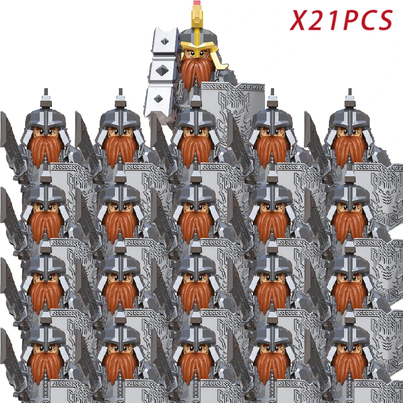 Medieval Fantasy Dwarf Warrior Leader Building Blocks Set