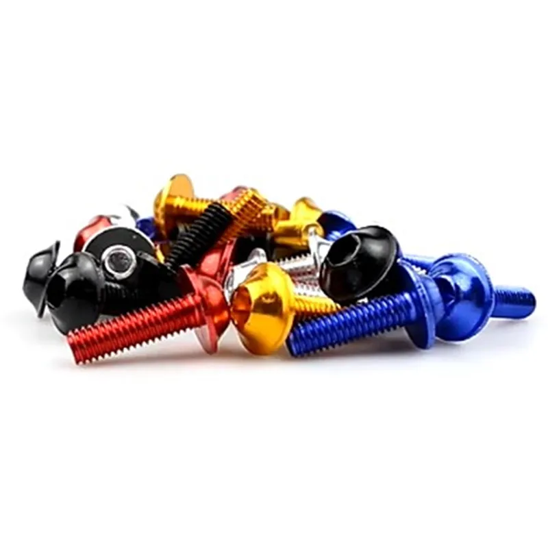 10pcs m5 m6 * 16/20/25/30/40 알루미늄 다채로운 반원형 버튼 플랜지 헤드 (와셔 포함) 내부 육각 소켓 알렌 나사 볼트