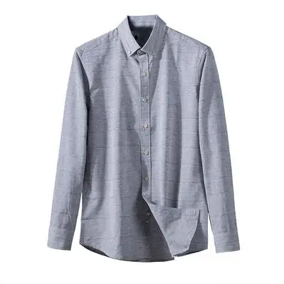 gray Хорошее качество! Мужская Осенняя хлопковая однотонная Повседневная хлопковая рубашка, мужская Тонкая рубашка с длинным рукавом, Молодежная мужская нежная серая рубашка TB3861 - Цвет: gray