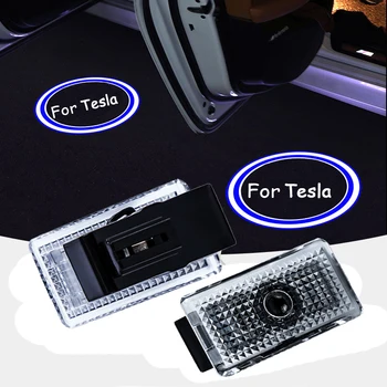 

M&C 1PC For Tesla Logo LED Car Door Welcome Light Ghost Shadow Lamp Auto Logo Projector LED Welcome Courtesy Light Accessories