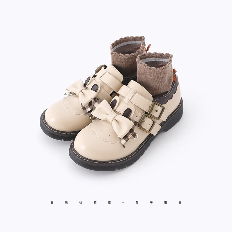 

Double Buckle Cute Anime Lolita Shoes Women Round Toe Velvet Jk low heel Shoe Sweet Girls Kawaii Tea Party Cos Japanese Footwear