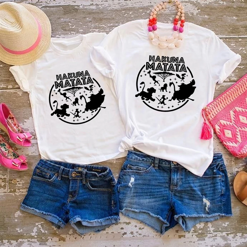Summer Women Men T Shirt HAKUNA MATATA Short Sleeve Lion King Graphic Children Tees Top Casual Family Matching Clothes coordinating family outfits