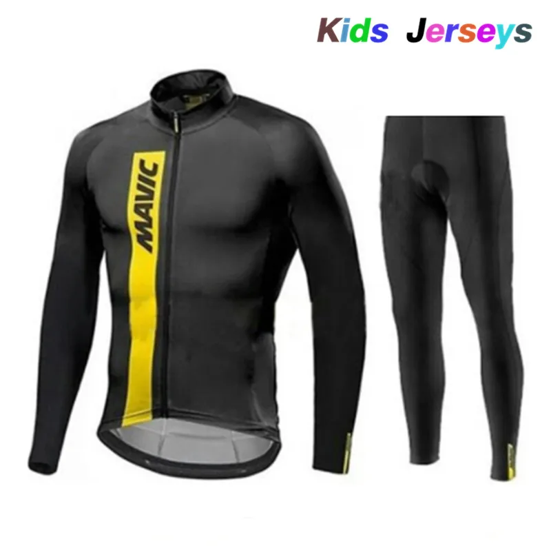 Kids MTB Long Sleeve Cycling Jersey Pro Team Mavic Cycling Clothing Boys Cycling Set Girls Spring/Autumn Cycling Jersey Set
