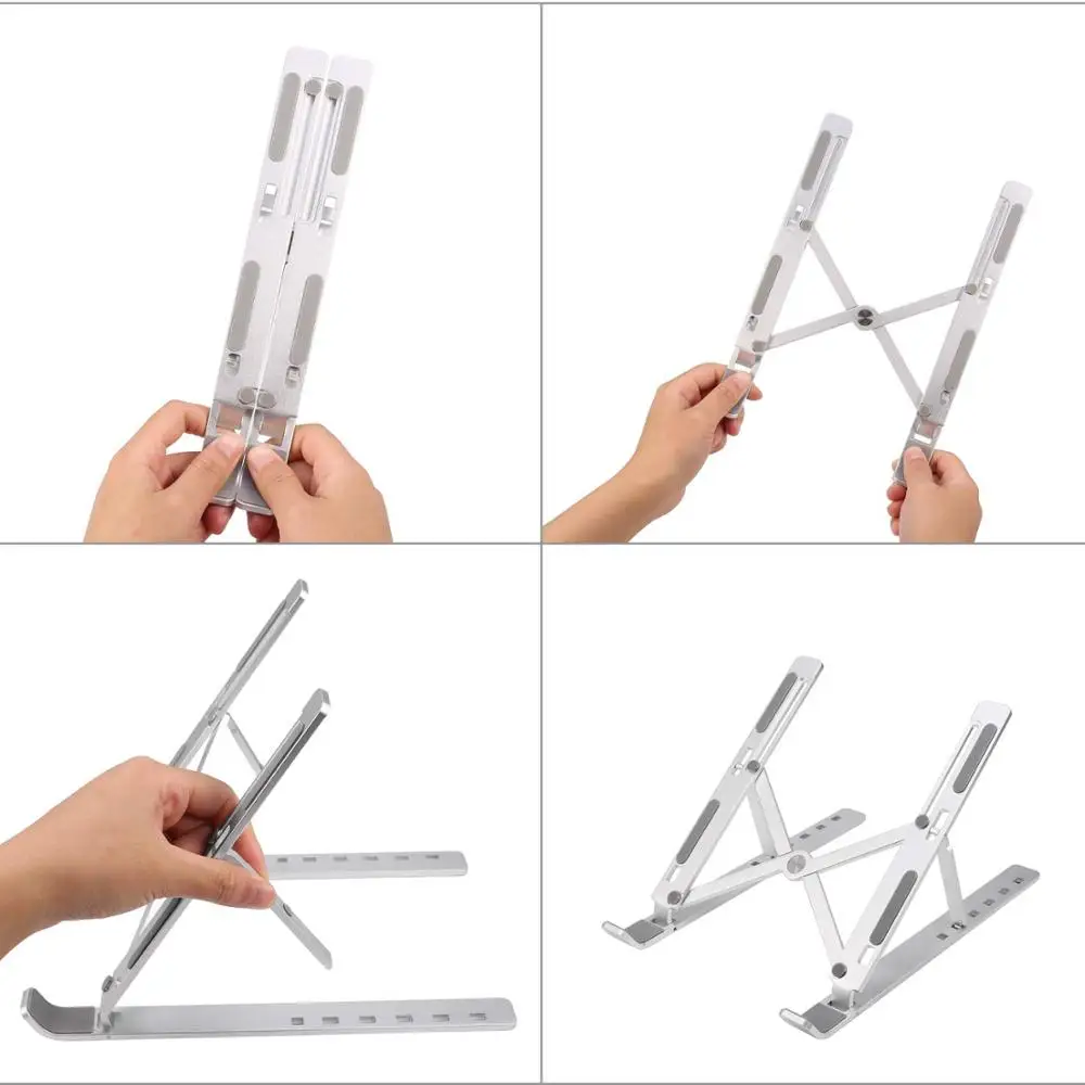  Portable Laptop Stand 6 Heights Adjustable Aluminum Alloy Desktop for Notebook MacBook Computer Bra