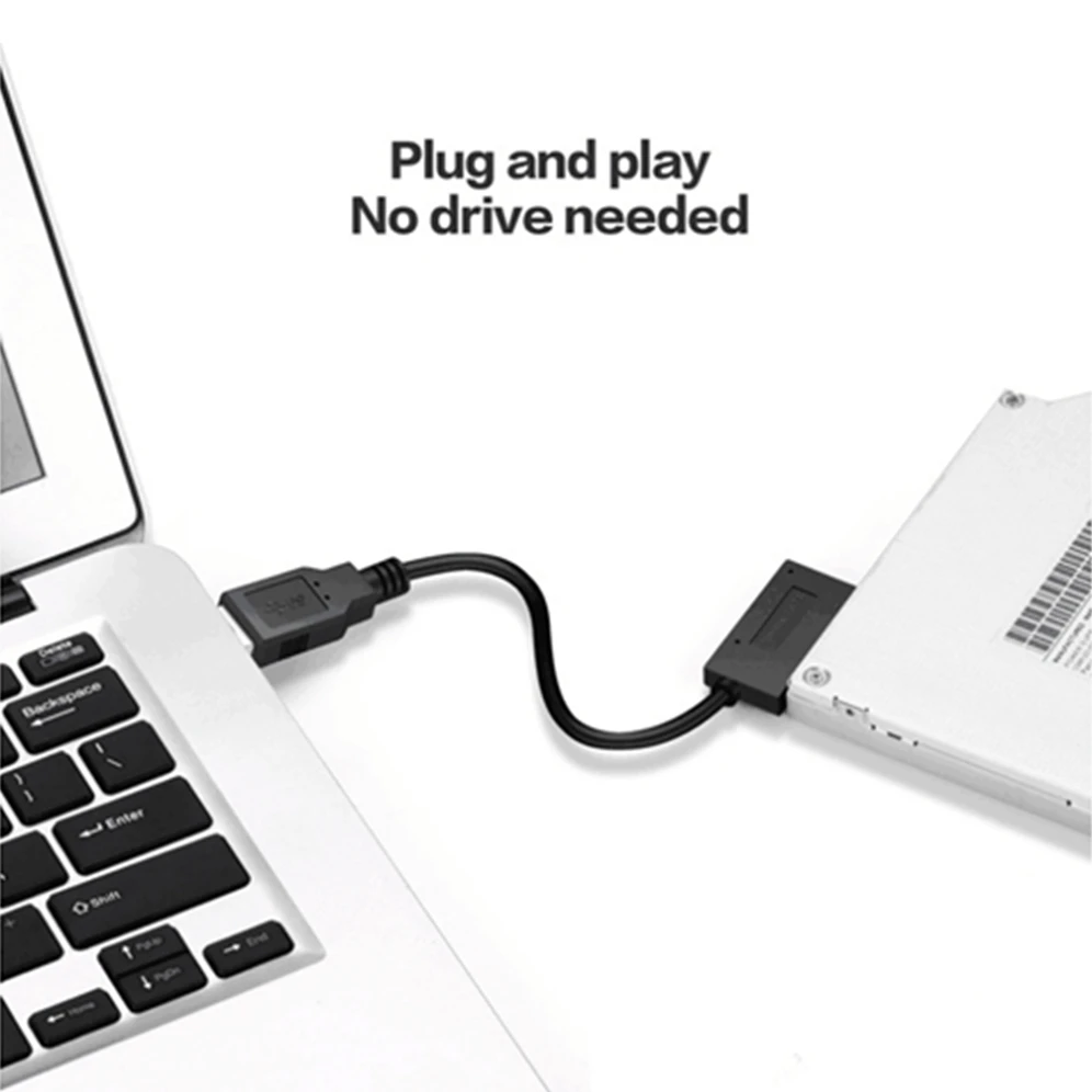 PzzPss USB 2.0 to Mini Sata II 7+6 13Pin Adapter Converter Cable For Laptop CD/DVD ROM Slimline Drive Converter HDD Caddy