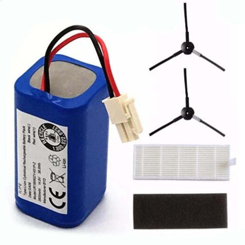 Хит!-перезаряжаемая батарея 2x фильтр + 2 x щетка 14,8 V 2800Mah Роботизированный пылесос аксессуары для Chuwi iLife A4 A4S A6