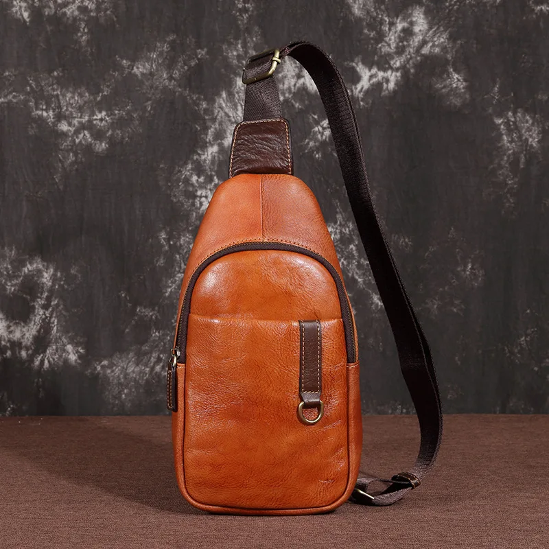 

New Leather Chest Bag Male Leisure Men's Retro Single Shoulder Men's Bag Men Genuine Leather Chest Bags