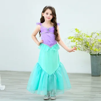 

2019 Halloween Girls Little Mermaid Princess Fancy Dress Up Costume Children Summer Ariel Dresses Kids Birthday Party Outfit