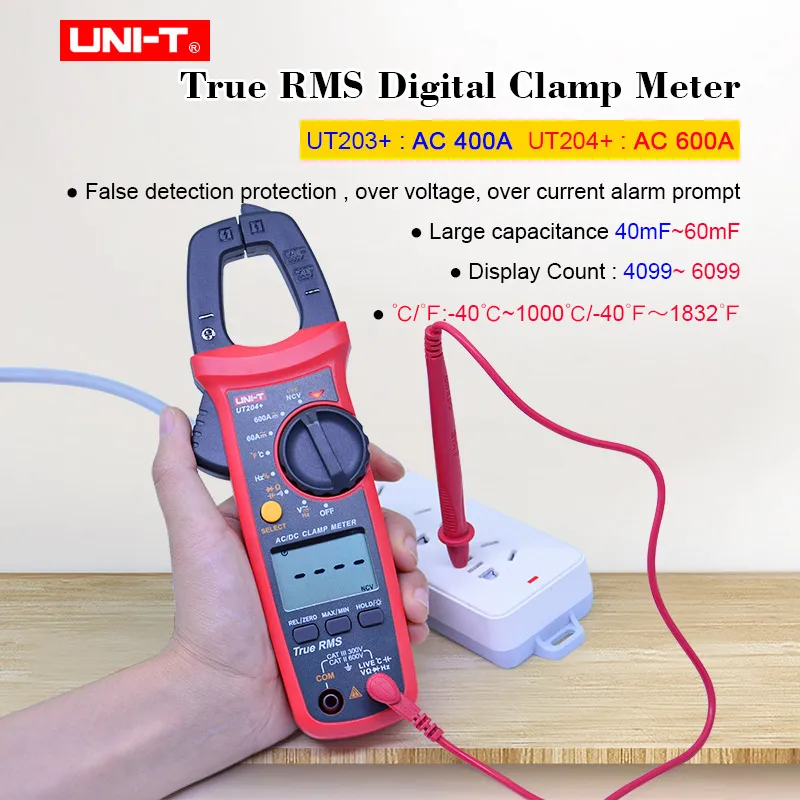 

Digital Clamp Meter UNI-T UT203+ UT204+ T-RMS Multimeter AC DC voltage current tester Resistance Frequency Diode Continuity test