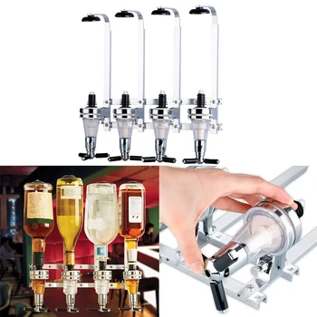 

Alloy Wall Mount Stand 4 Bottle Drinks Optics Bar Butler Spirits Wine Beer Whiskey Drink Dispenser-silver color