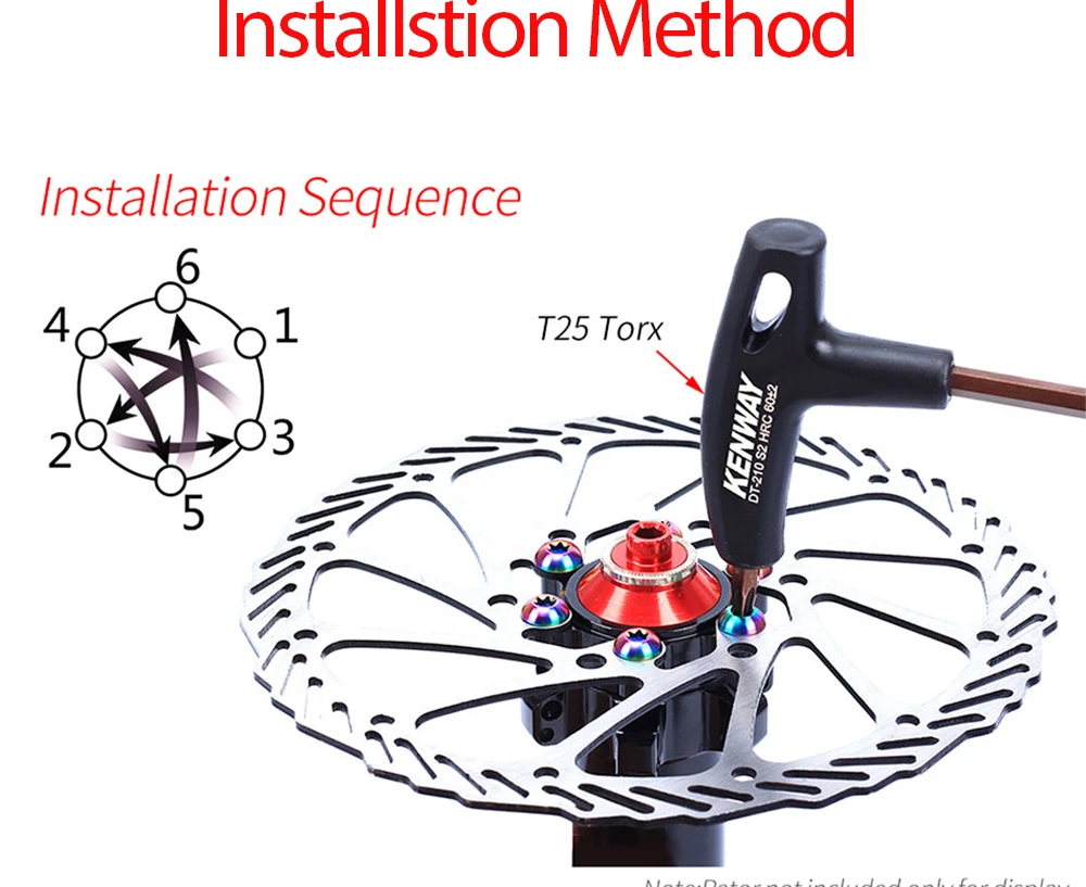 RISK 12Pcs M5x10MM Bicycle Disc Brake Rotor Fixing Bolts TC4 Titanium Bicycle MTB Road Bike Ultralight Brake Screw Cycling Acces