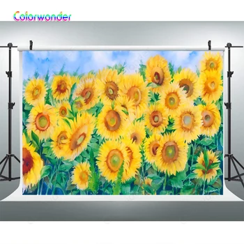 

Sunflower Backdrops for Photography Newborn Baby Flowers Watercolour Artistic Photography Background For Photo Studio Photocall