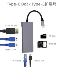 Pingle 7 в 1 USB3.0 концентратор USB-C HDMI 4K гигабитный Ethernet Rj45 адаптер USB SD/TF кардридер для MacBook Pro iPad type-C концентратор Hdmi