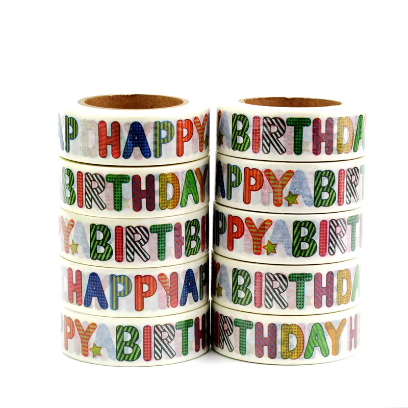 

High quality 10pcs/lot HAPPY BIRTHDAY Washi Tapes DIY Decorative Journaling Adhesive Masking Tapes Kawaii Papeleria