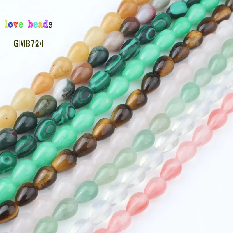 

6x9mm Green Stone Malachite Opal Indian Agates Water Drop Stone Beads for Jewelry Making Bracelets for Women 43pcs Beads