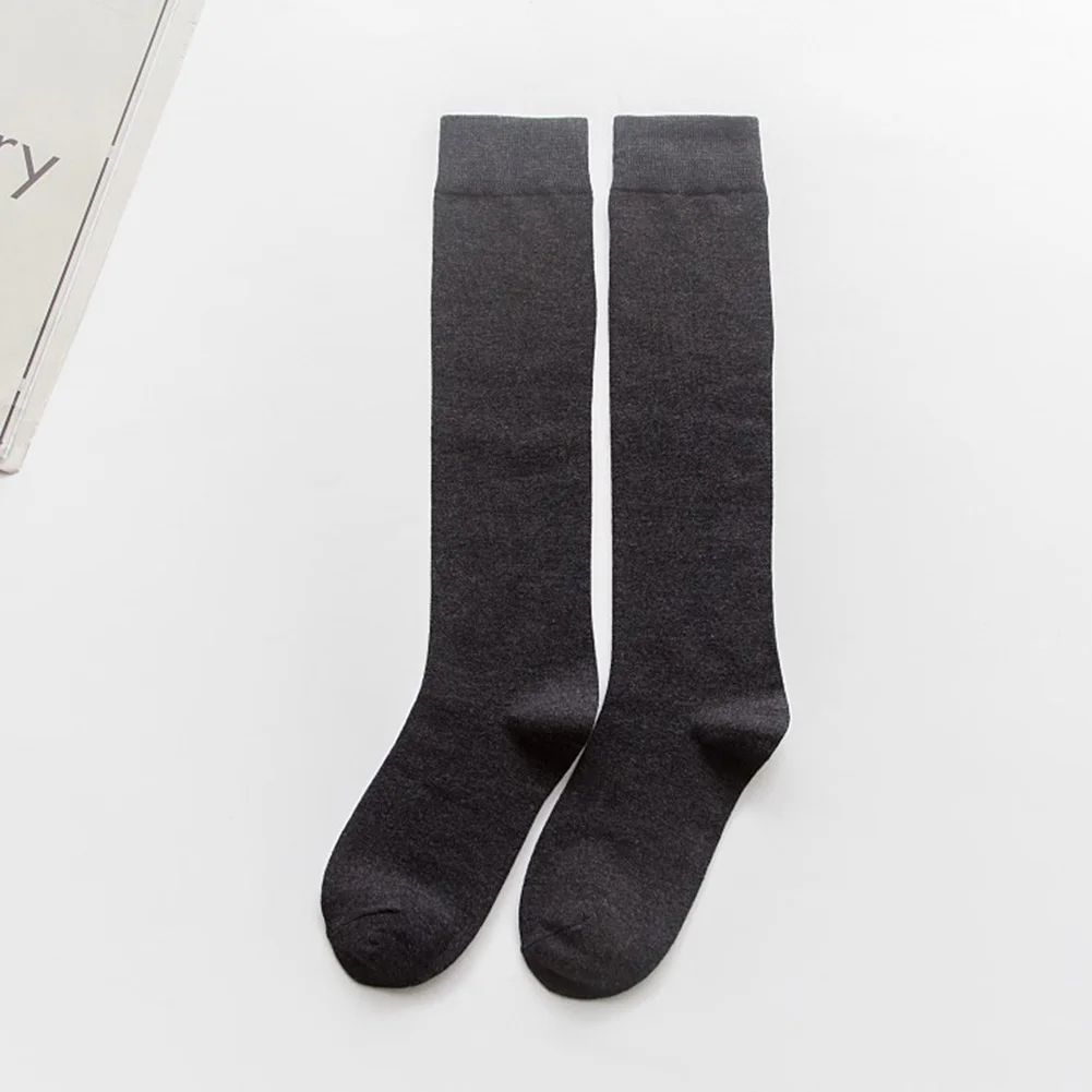 Dark Gray 1 пара носков для женщин, хлопковые длинные носки на осень и зиму, Harajuku Look, женские повседневные теплые носки, женские однотонные носки, 7 цветов - Цвет: Dark Gray