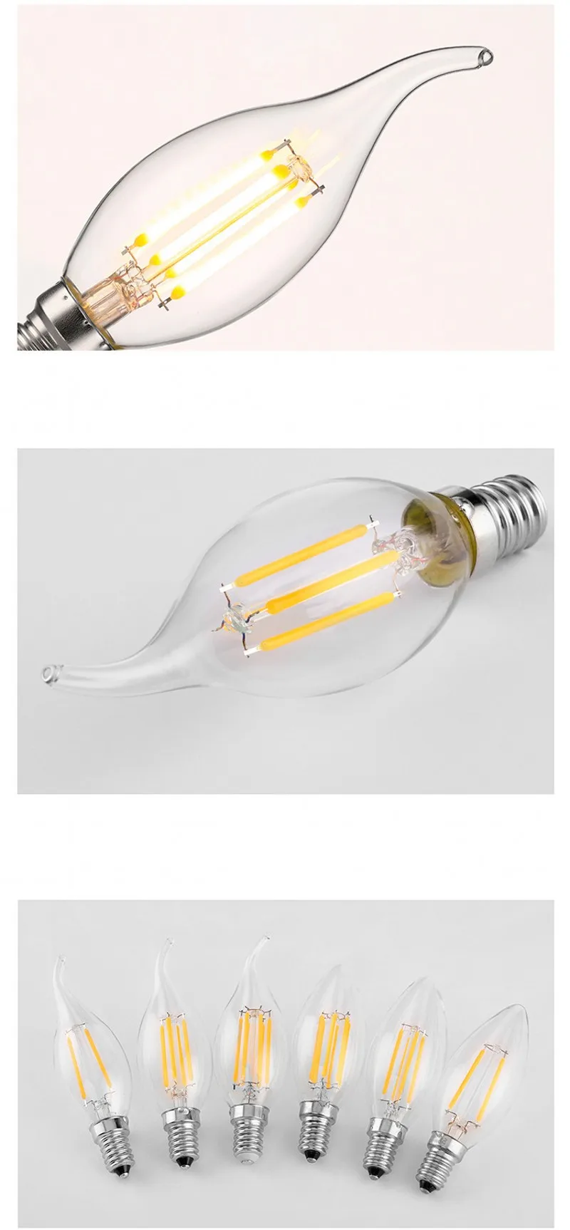 H2a9af0f763684a96bba08d02f3900d08c 10pcs E14 LED Bulb AC220/240V, 4W, 6W Filament Candle Light C35, L35 Edison Bulb Retro Antique Vintage Style Cold White Warm White Mallzona