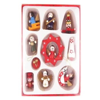 

Mini Doll Kit Xmas Tree Pendants Decorative Christmas Wooden Hanging Ornament Christmas Crafts Gift
