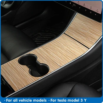 

New For Tesla Model3 Car Center Console Wrap Sticker For Tesla Model 3 Y Wood Console Grain Accessories Model Three Sticker