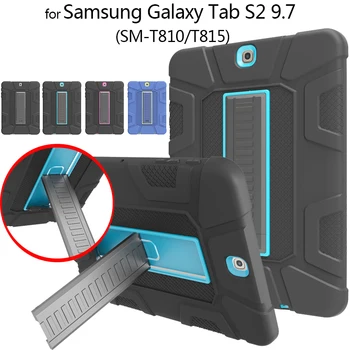 

Rugged Armor Tablet Cover for Samsung Galaxy Tab S2 9.7" T810 T813 T815 T819 Kids Safe Heavy Duty Silicone+PC Stand Protect Case