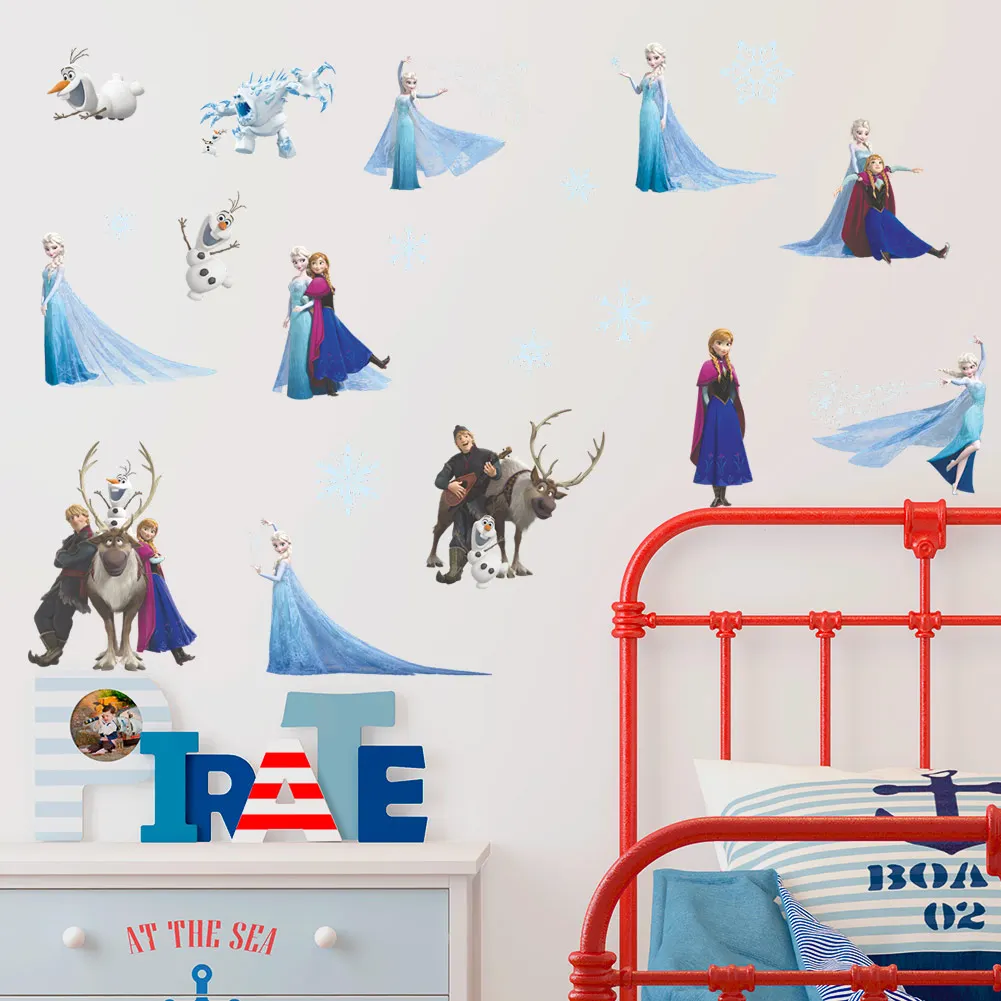 Disney Cartoon Frozen Elsa And Anna Waterproof for kids room Children Bedroom Decoration Pusheen wall door Sticker Pegatinas