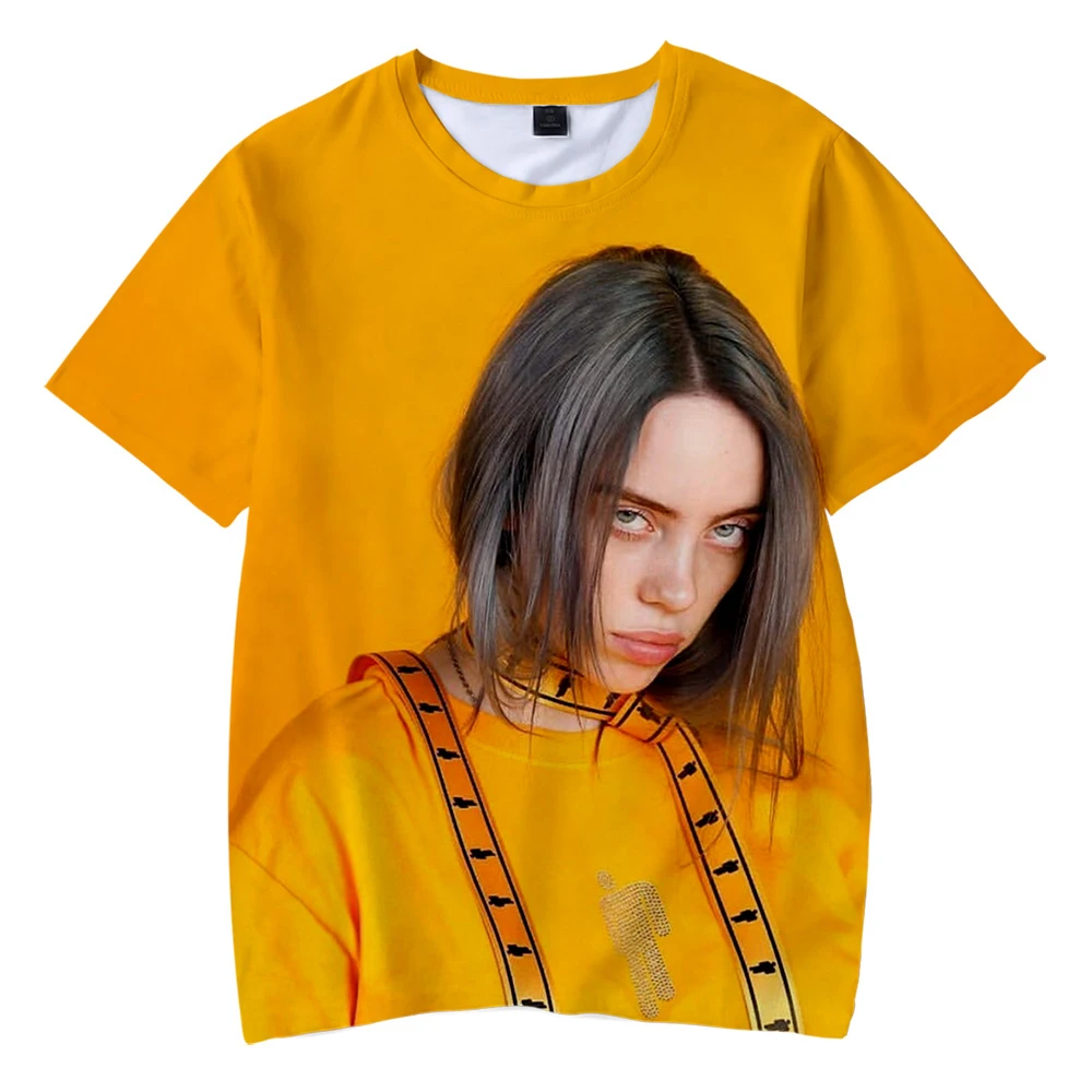 2019 г. лидер продаж летняя детская футболка Billie Eilish дышащая с 3D-принтом и короткими