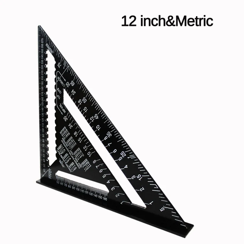 " 12" треугольник угломер алюминиевый сплав скорость квадратная измерительная линейка Торцовочная обрамление строительный плотник измерительные инструменты - Цвет: 12 inch Metric