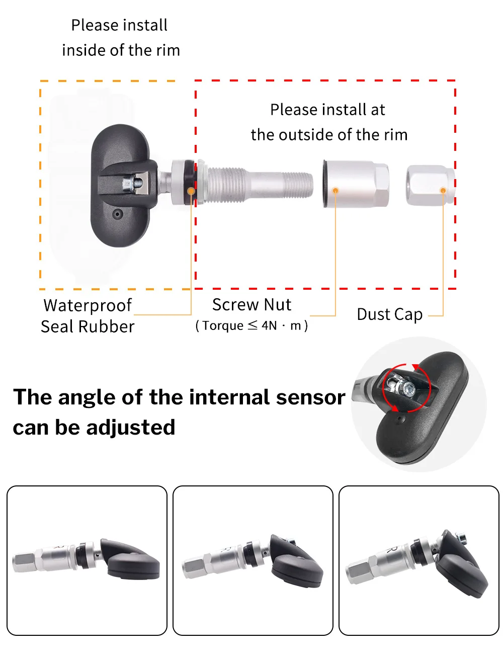 Deelife Car TPMS Solar Tire Pressure Monitoring System For 4 Wheel Alarm Warning With 0-8 Bar Tyre Tpms 4 Sensors rear view mirror reverse camera