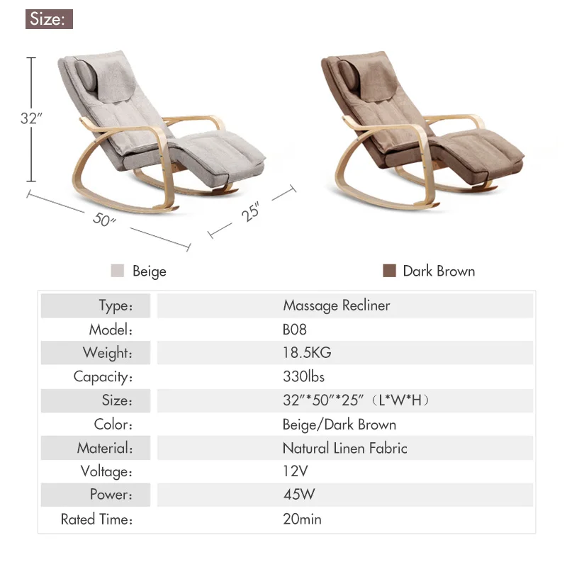 Widen Massage Chair 3D Shiatsu Full Back Massage Recliner Sadoun.com