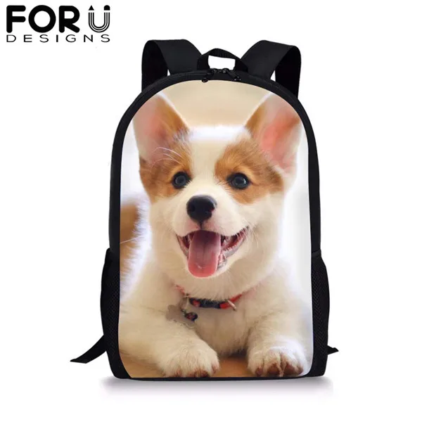 FORUDESIGNS/Школьные сумки с принтом собаки Alpac Corgi для мальчиков и девочек, милый рюкзак для подростков, Студенческая сумка для книг, Детский рюкзак для путешествий - Цвет: CDYH1591C