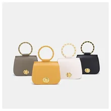 Женская сумка на одно плечо, новинка, простая искусственная синтетическая кожа, материал металлическое кольцо, седельная сумка, Ретро дизайн, сумка