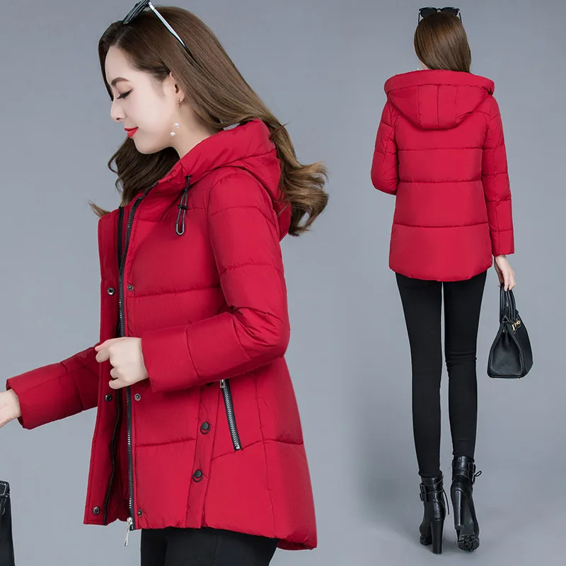 

2019 Winter Korean-style New Style Fashion Solid Color Elegant Generous Front Short Long Back Design Hooded Warm down Jacket Cot