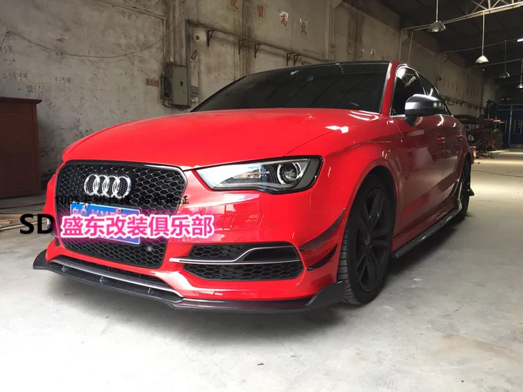 Подходит для Audi A3 S3 RS карбоновое волокно Передняя полоса Передняя Губы ветер воздушный нож