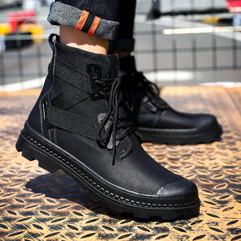 

Martin Boots Men's British-Style Winter MEN'S SHOES zhong gao bang Men Cotton-padded Shoes plus Velvet Warm Snow Boots Workwear