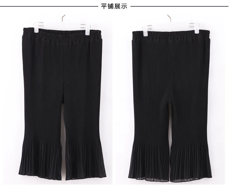 Pantalon femme женские брюки размера плюс широкие брюки 4XL-10XL эластичная талия сексуальные черные шифоновые брюки для женщин s M165