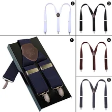 Модные черные кожаные подтяжки, 3 зажимы подтяжек, мужские винтажные повседневные подтяжки, брюки, ремень, подарок для отца/мужчины, 3,5*110 см