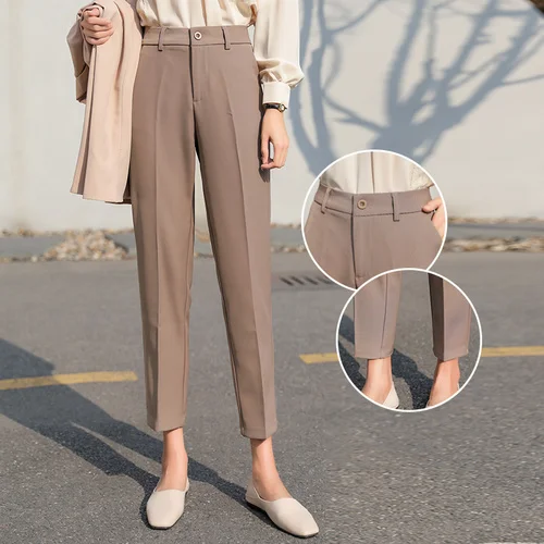 women's snow pants Spring and Autumn Cropped Suit Pants Women's Straight Loose Loose-fitting Casual Trousers Eight-point Cigarette Pants cropped leggings Pants & Capris