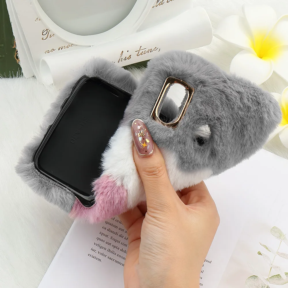 LCHULLE милый теплый пушистый чехол для samsung A6 A7 A8 J4 J6 плюс A10 A20 A30 A40 A50 A70 A20e A10e PU искусственным мехом крышка