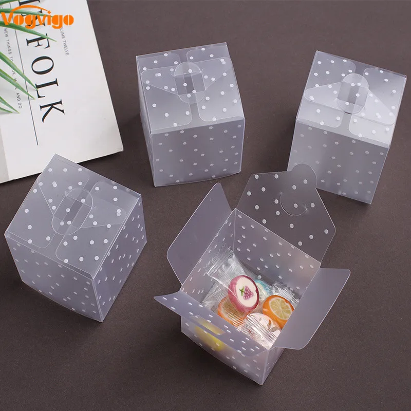 PVC Transparente Cubo Chocolate Dulce Boda Fiesta de decoración de cajas de regalo de suministro 