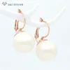 S&Z DESIGN Korean Fashion Big Round Imitation Pearl Beeswax Dangle Earrings For Women Jewelry 585 Rose Gold White Gold Eardrop ► Photo 2/6