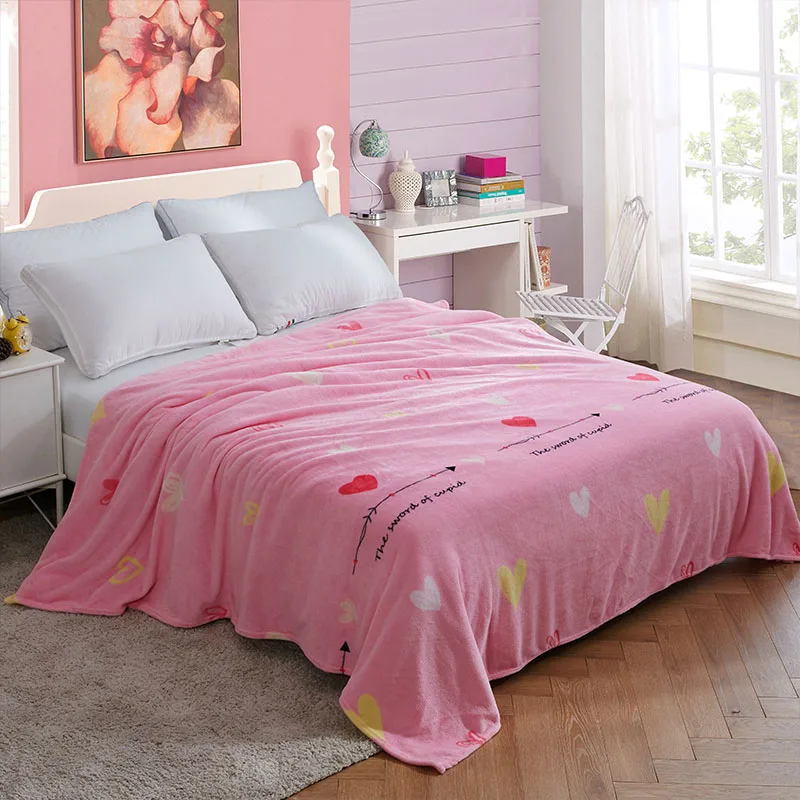 Cartoon Floral Printed Flannel Blankets For Beds Soft Warm Coral Fleece Mink Throw Sofa Cover Bedspread Twin Queen Size Blankets - Color: 12